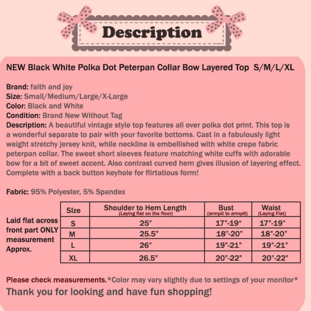 Polka Dots Peterpan Collar Bow Cuffs Layered Top - Picture 8 of 8